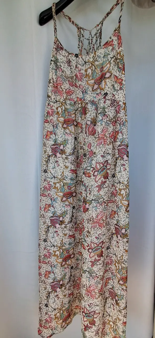 Vestido largo floral con tirantes tejidos - 2