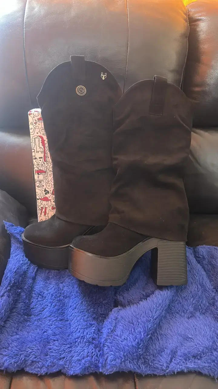 Botas negras de plataforma alta mujer casi nuevas - 3