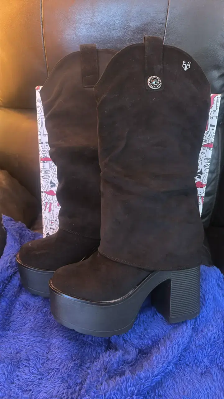 Botas negras de plataforma alta mujer casi nuevas - 4