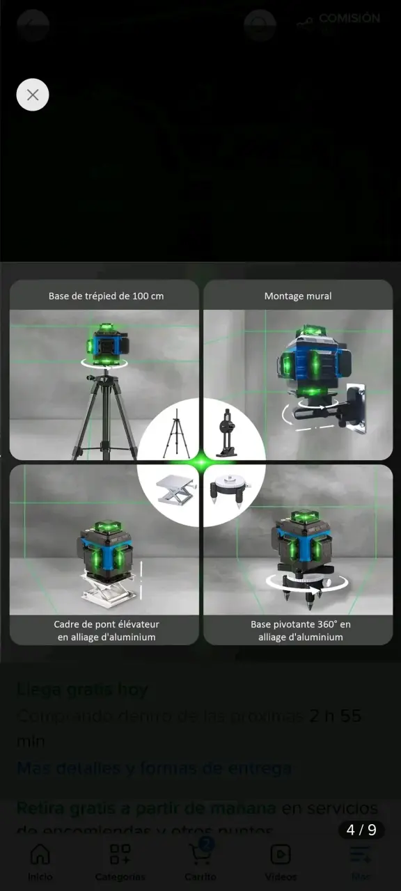 Nivel láser 3D con trípode y accesorios - 3