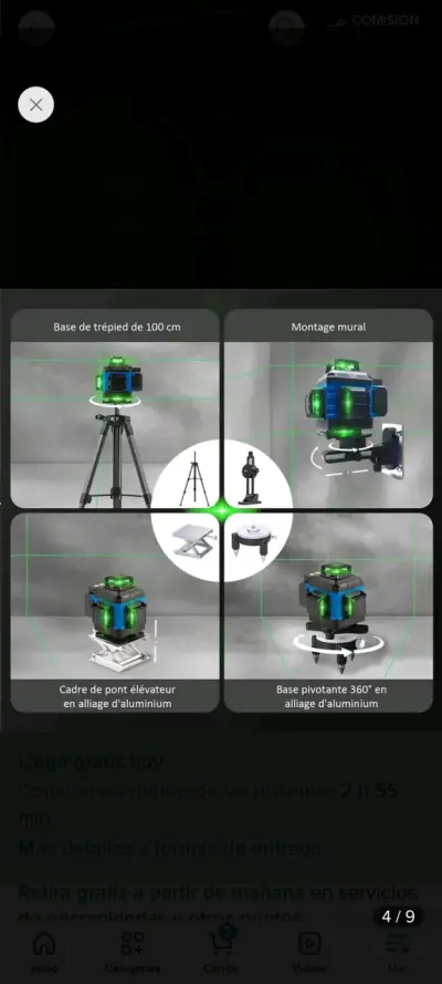 Nivel láser 3D con trípode y accesorios - miniatura 3