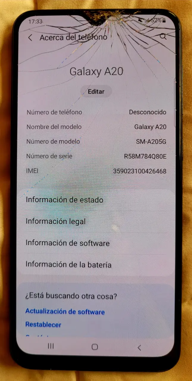 Samsung Galaxy A20 con pantalla rota - 1