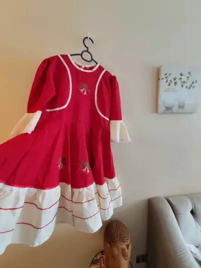 Vestido tradicional chileno rojo para niña talla 1 - miniatura 1