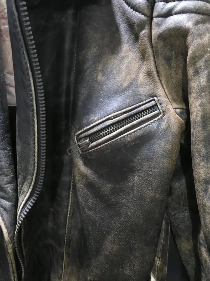 Chaqueta de cuero estilo biker vintage - 5