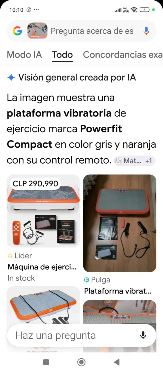 Plataforma vibratoria Powerfit Compact gris y naranja
