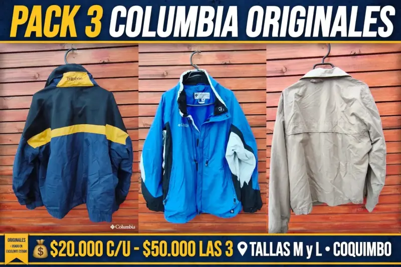 Pack de 3 chaquetas Columbia originales en varios colores - 1