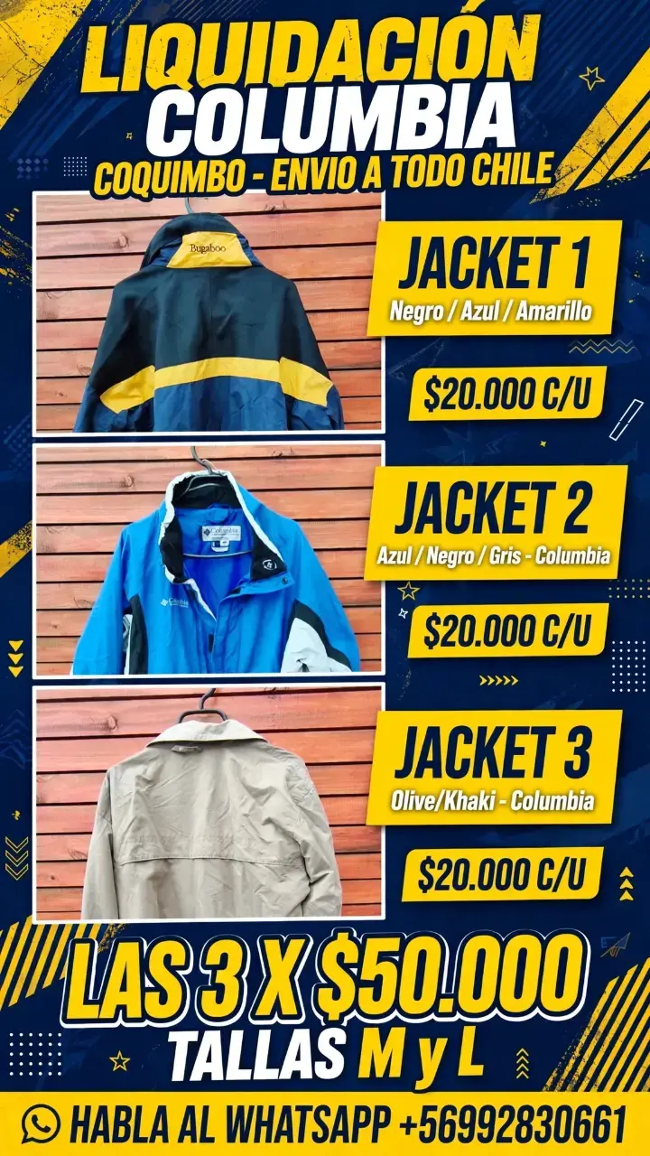 Pack de 3 chaquetas Columbia originales en varios colores - 2