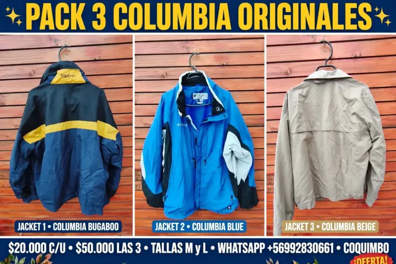 Pack de 3 chaquetas Columbia originales en varios colores - 3