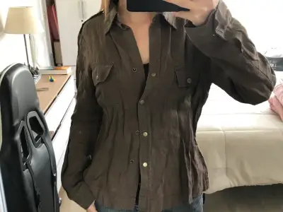 Chaqueta de lino marrón Basement talla S - miniatura 1