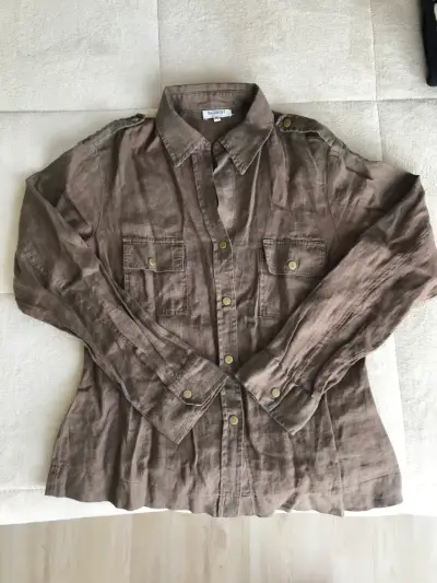 Chaqueta de lino marrón Basement talla S - miniatura 2