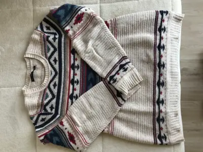 Suéter de lana beige con diseño étnico Zara Man - miniatura 2
