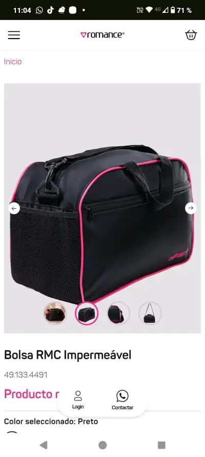 Bolsa deportiva impermeable negra con detalles rosados - miniatura 1