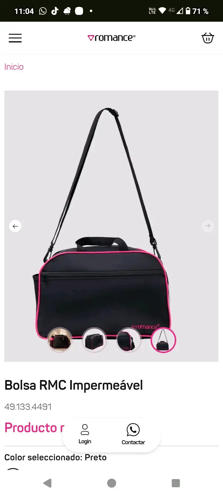 Bolsa deportiva impermeable negra con detalles rosados - 2