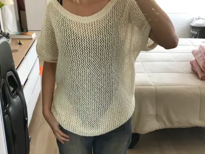 Polera tejida blanca de mujer - miniatura 1