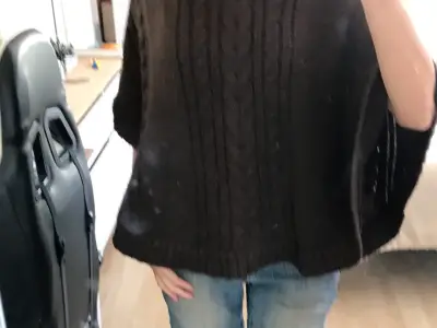Poncho de lana marrón con capucha Newport - miniatura 1