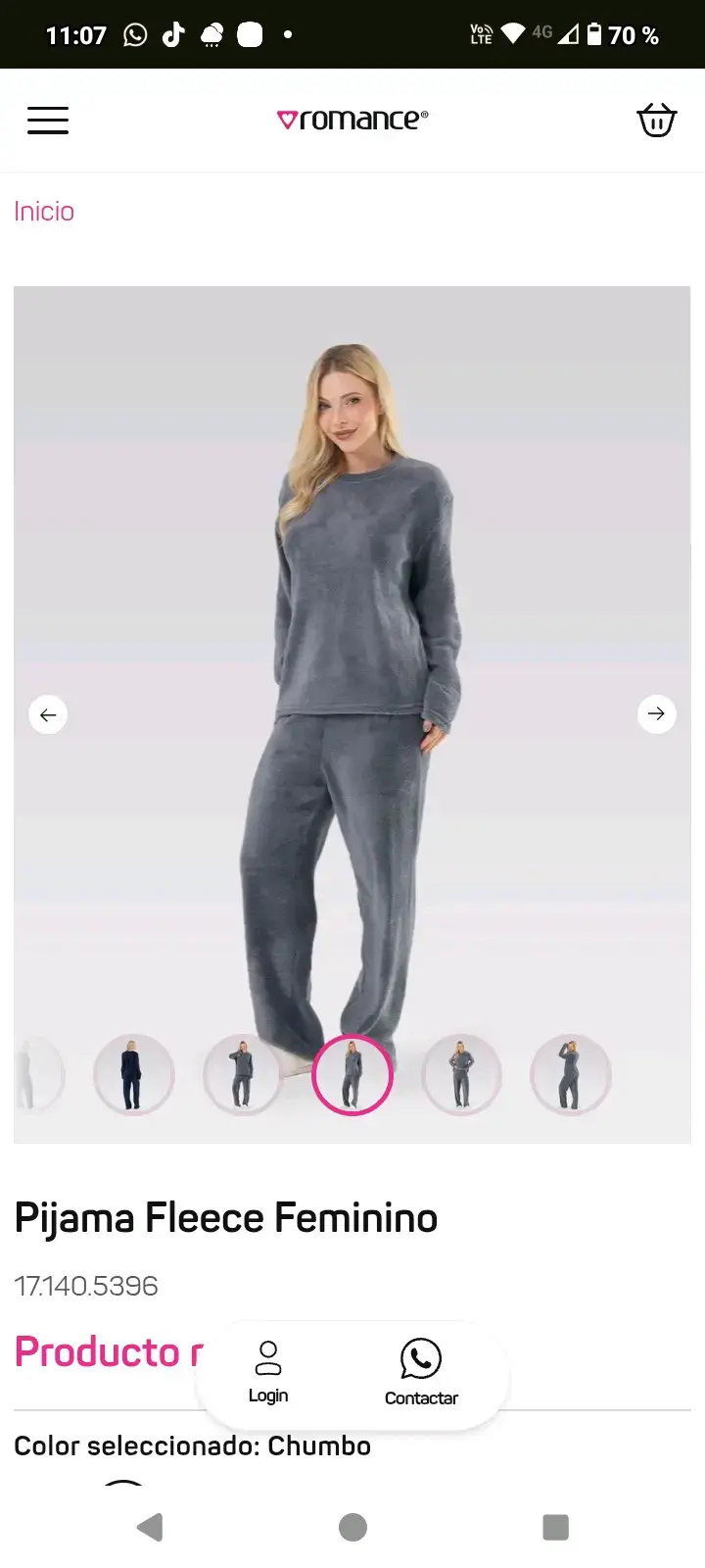 Pijama Fleece Femenino Color Chumbo