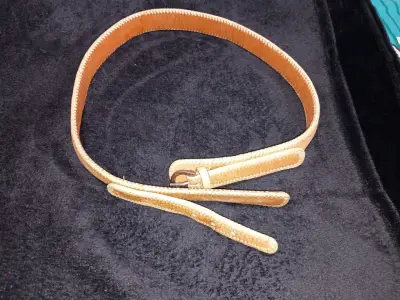 Cinturón de cuero trenzado beige - miniatura 3
