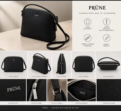 Cartera negra de cuero ecológico Prüne - miniatura 1