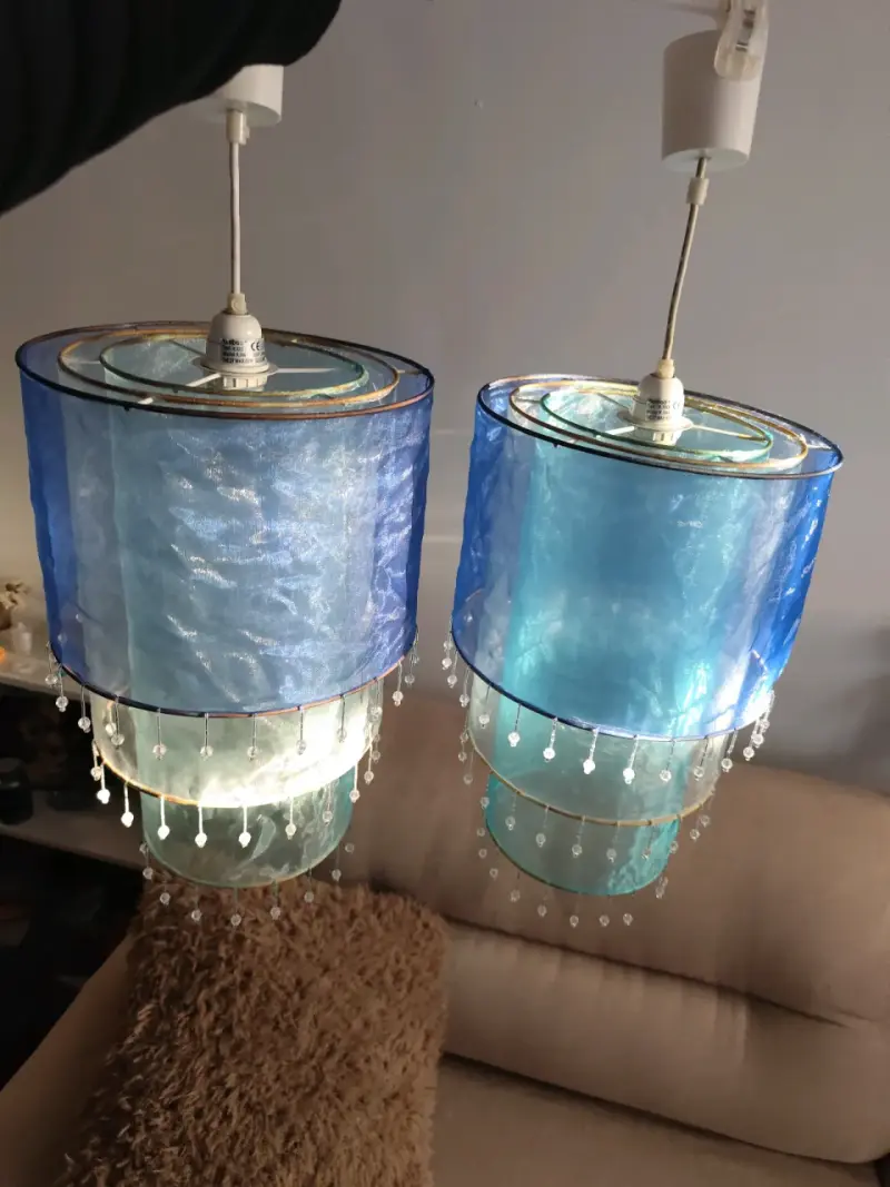 Lámparas colgantes azules con cristales decorativ - 2