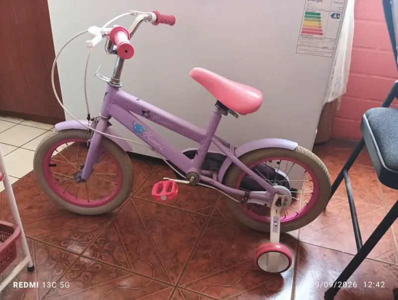 Bicicleta infantil morada con ruedas de apoyo - 4
