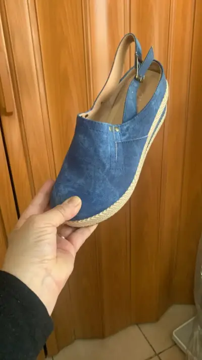 Zapatos de cuña azul para mujer - miniatura 3