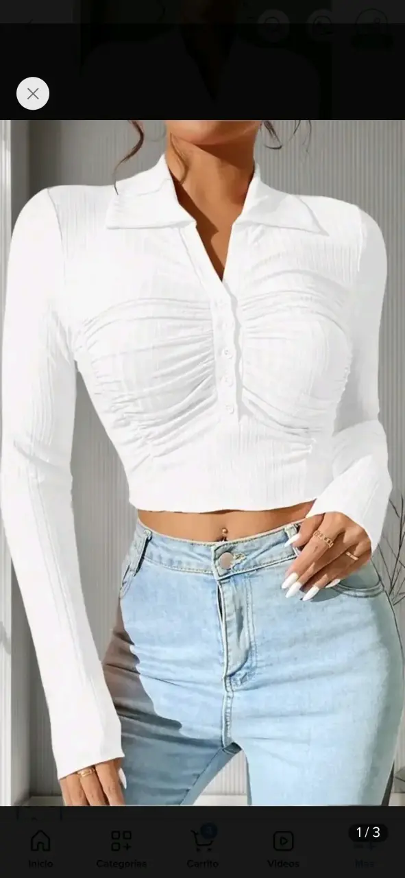 Crop top color blanco estilo piqué - 1
