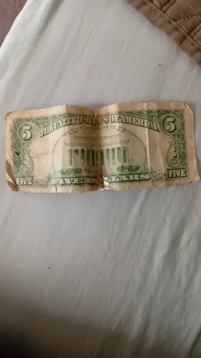 Billete antiguo de 5 dólares estadounidense - miniatura 1