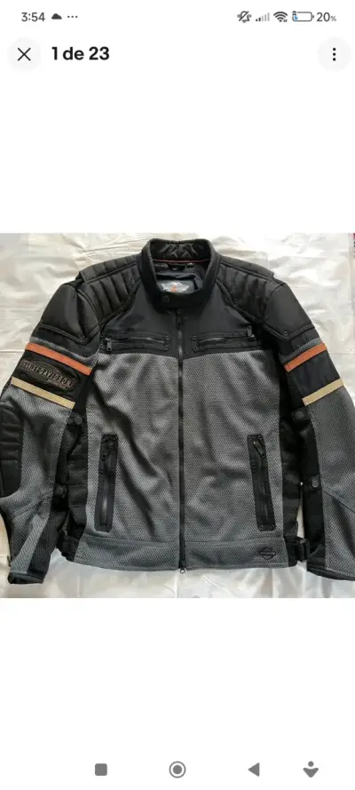 Chaqueta de moto Harley-Davidson negra y gris - miniatura 1