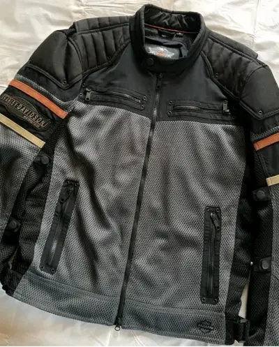 Chaqueta de moto Harley-Davidson negra y gris - miniatura 2