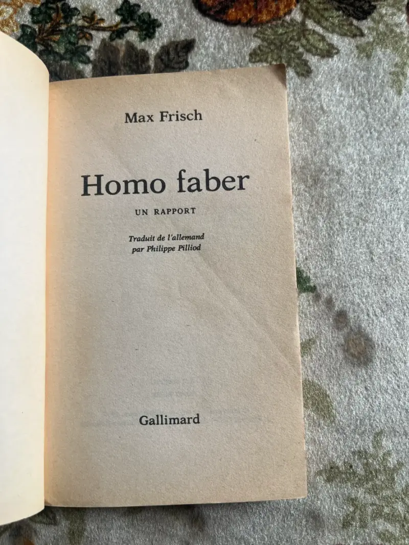 Libro 'Homo Faber' de Max Frisch en francés - 2