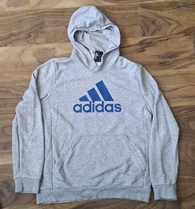 Polerón con capucha gris Adidas para niño - miniatura 1