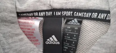 Polerón con capucha gris Adidas para niño - miniatura 2