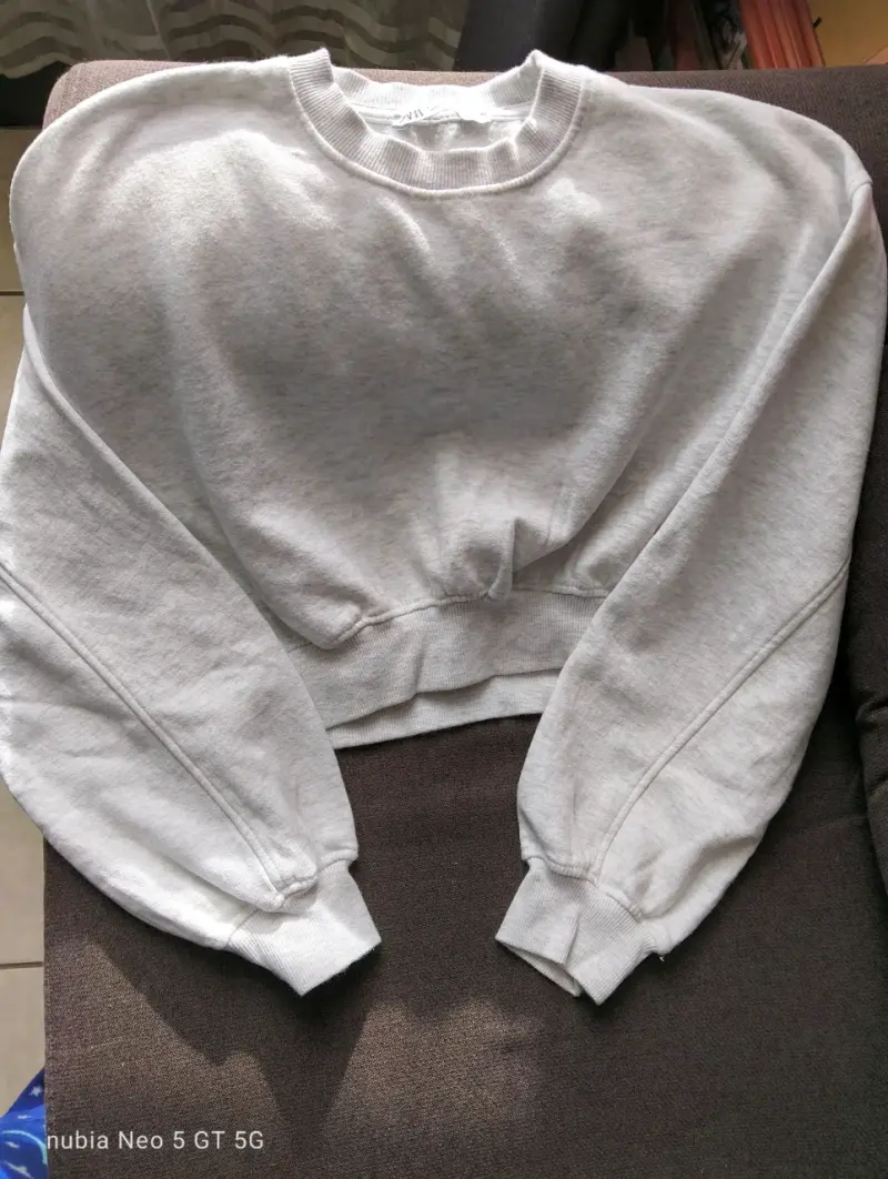 Polerón gris claro de algodón para mujer - 1