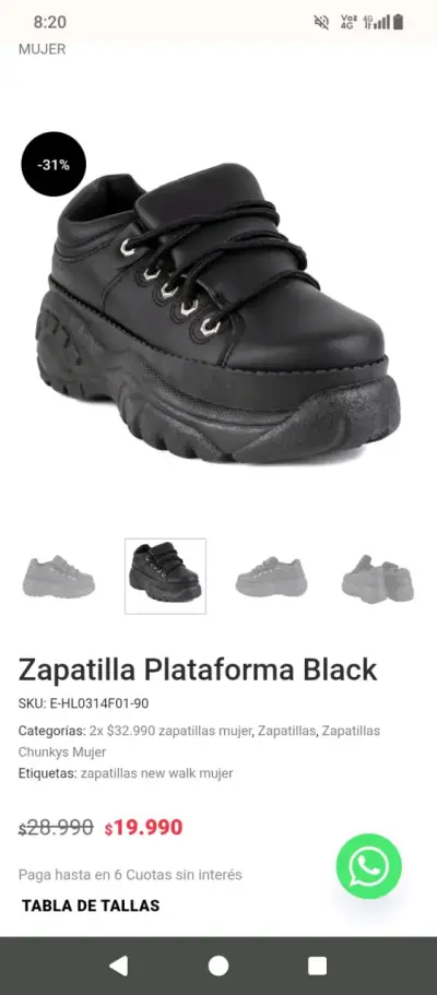 Zapatillas Plataforma Negras Mujer - miniatura 5