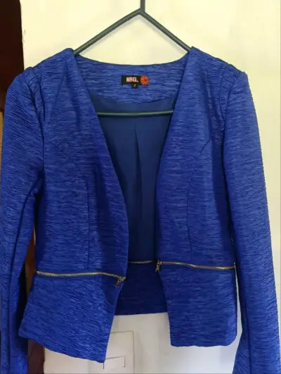 Blazer azul con cierre mujer talla S - miniatura 1