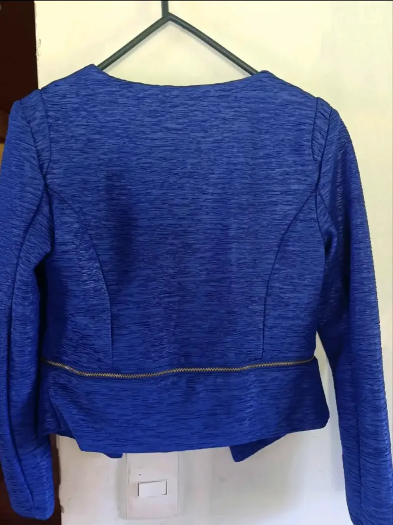 Blazer azul con cierre mujer talla S - 2