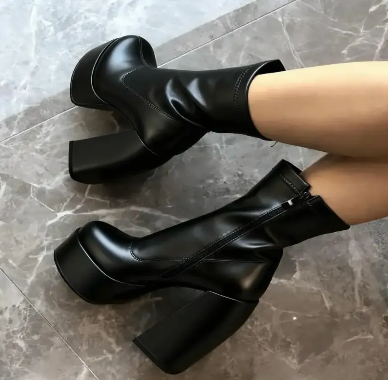 Botines de plataforma negros de tacón alto - 3