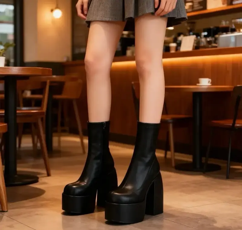 Botines de plataforma negros de tacón alto - 4