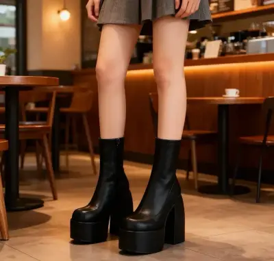 Botines de plataforma negros de tacón alto - miniatura 4