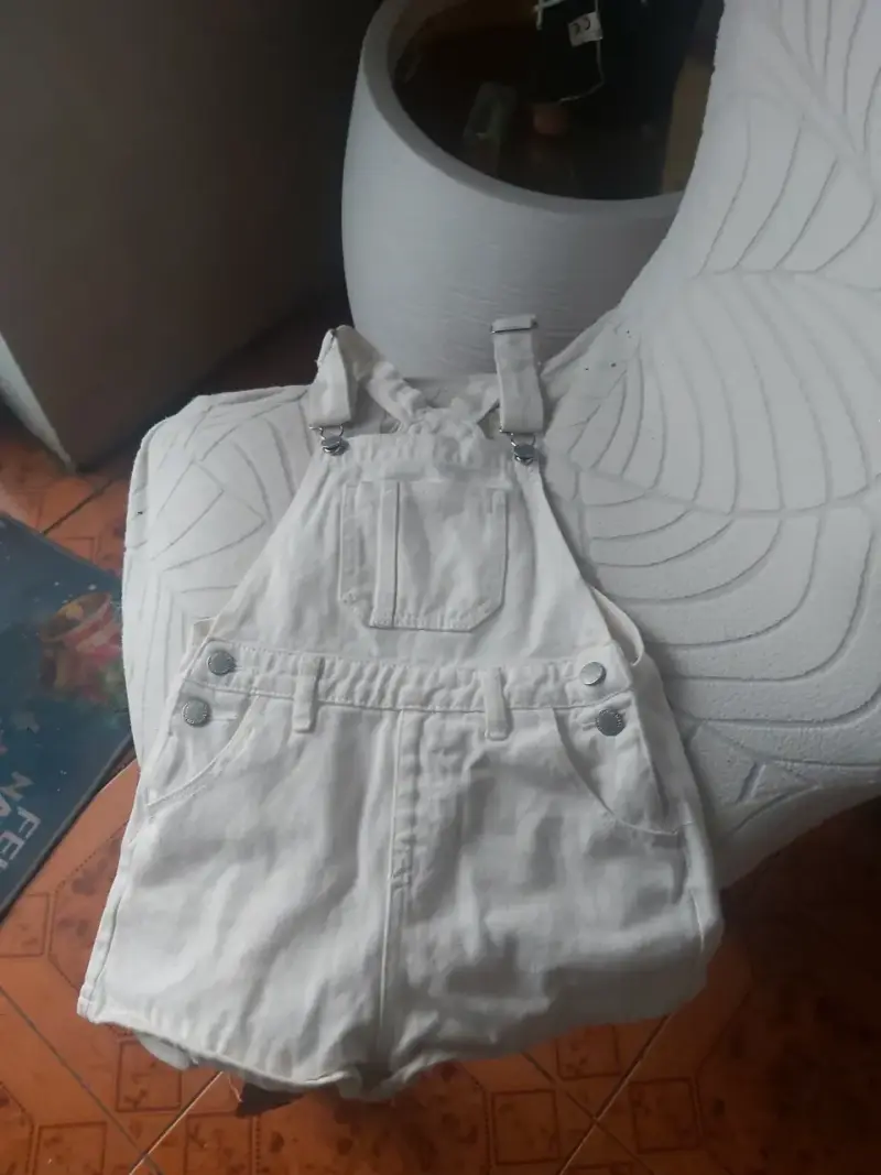 Jardinera de mezclilla blanca para niños - 2