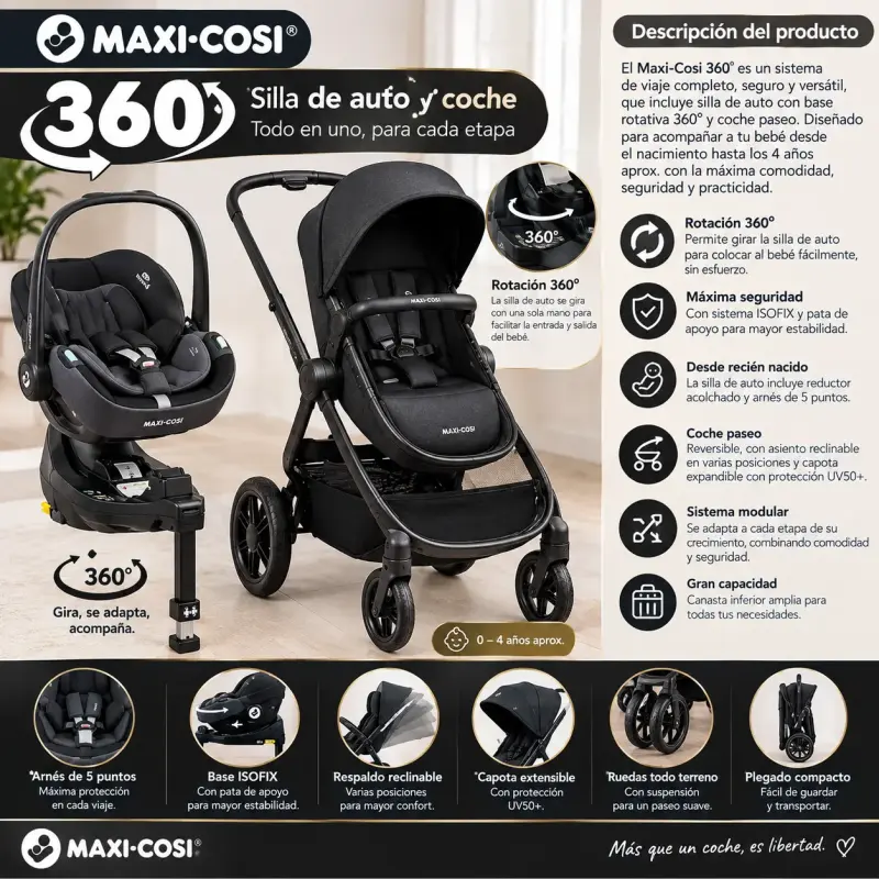 Coche Travel System Maxi-Cosi Zelia 3 + Pebble 360° Pro - 1