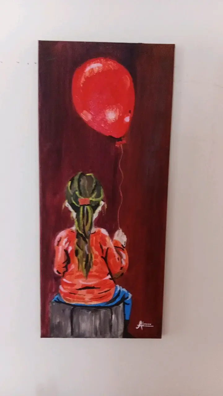 Cuadro Pintura Niña con Globo Rojo - 1