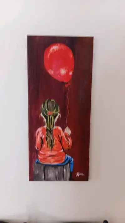 Cuadro Pintura Niña con Globo Rojo - miniatura 2