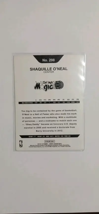 Tarjeta Coleccionable NBA Hoops Shaquille O'Neal - miniatura 2