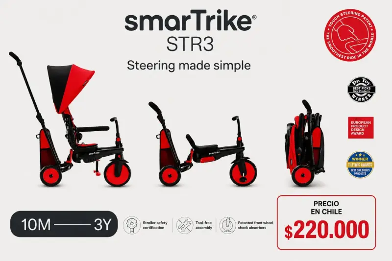 Triciclo Plegable STR3 Rojo para Niños - 3
