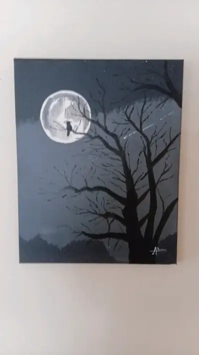 Cuadro Pintura Árbol y Luna - miniatura 1