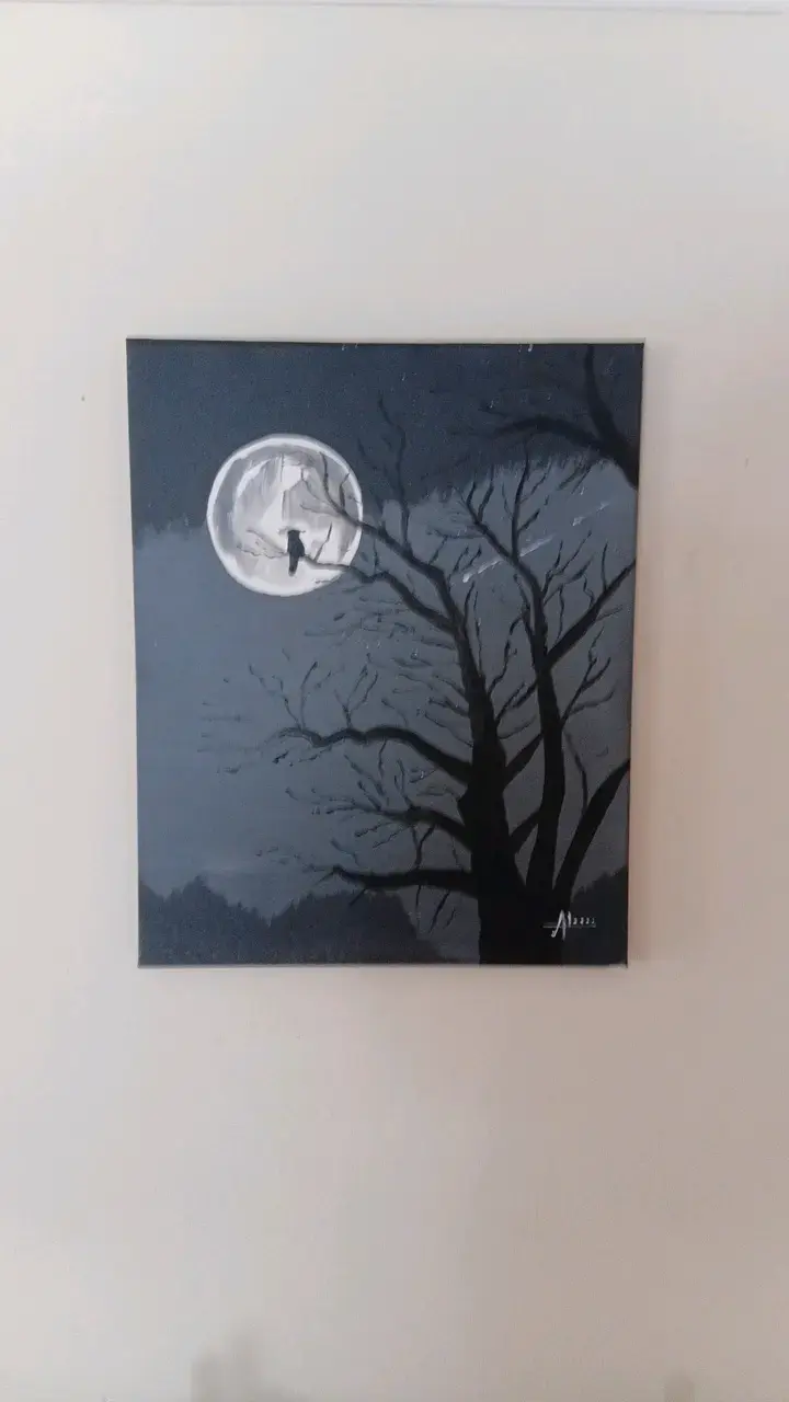 Cuadro Pintura Árbol y Luna - 2