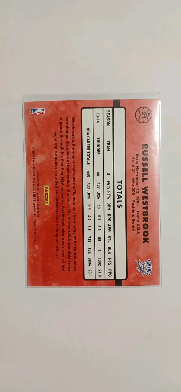 Tarjeta Coleccionable Russell Westbrook Donruss - 2