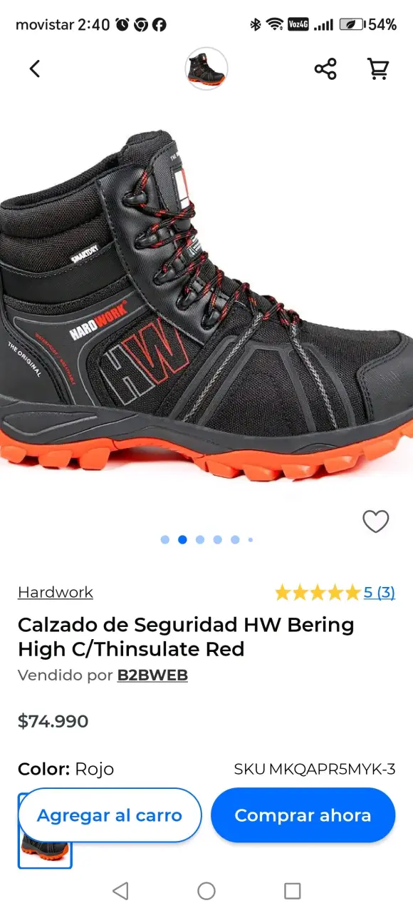 Botas de Seguridad HW Bering High Rojo y Negro - 2