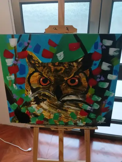 Cuadro de Búho en Estilo Abstracto - miniatura 3